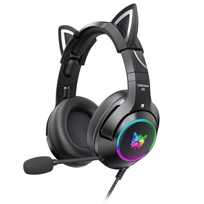 Casque de jeu Onikuma K9-Black avec oreilles de chat