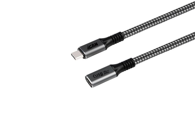 iCAN USB4 Type-C Male vers Type-C Female câble， 240W， 3,3 pi