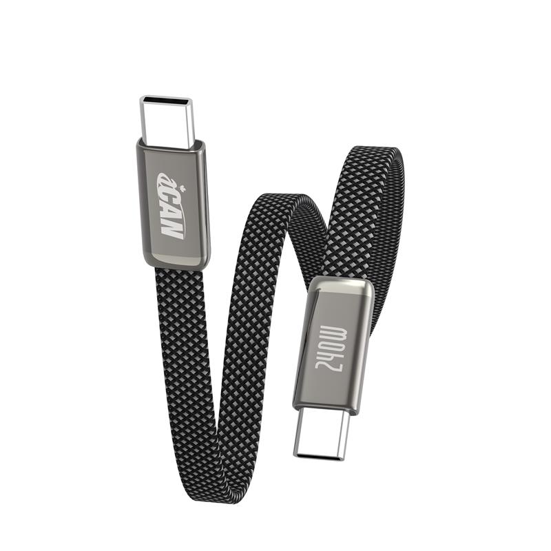 iCAN USB 2.0 Ultra-thin Type-C Male to Male Flat Cable, 240W, 6ft