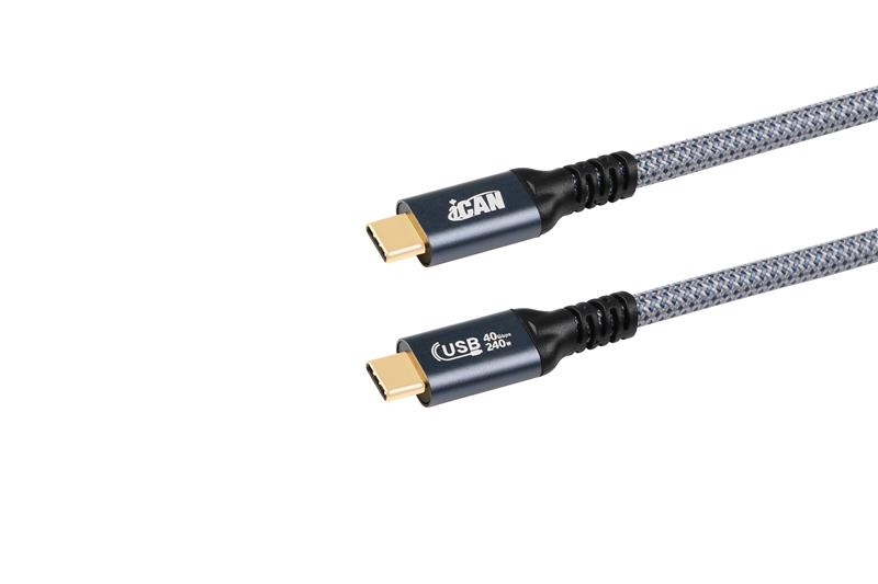 Câble iCAN USB4 Type-C Mâle vers Type-C Mâle, 240W, 3 pieds