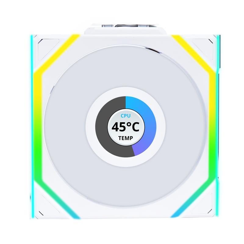 LIAN LI UNI FAN SL WIRELESS RGB LCD Couleur blanche Pack unique 12 cm Pack ventilateur sans contrôleur