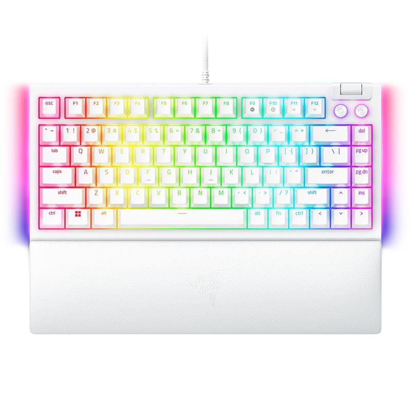 Clavier de jeu Razer BlackWidow V4 75 %, blanc (anglais), profil standard, commutateurs tactiles (RZ03-05001700-R3M1)