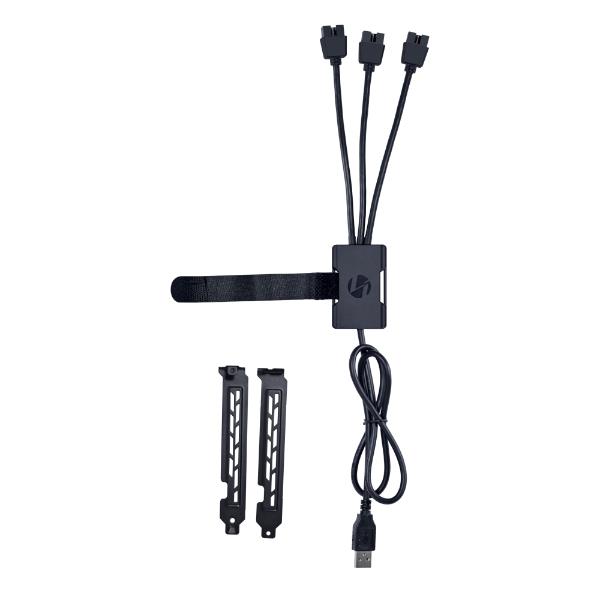LIAN LI Concentrateur USB 2,0 1-à-3  (Port mâle de type A), Noir(Open Box)