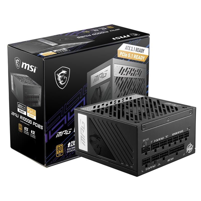 MSI MPG A1000G PCIe5, entièrement modulaire et compacte, Alimentation