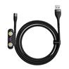 Baseus Zinc - Câble de données de charge rapide magnétique USB vers Micro USB + Lightning + USB C, 5A 1m Gris + Noir