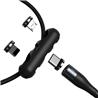 Baseus Zinc - Câble de données de charge rapide magnétique USB vers Micro USB + Lightning + USB C, 5A 1m Gris + Noir
