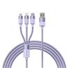 Câble de données et de charge rapide Baseus StarSpeed 1-pour-3 USB-A vers M+L+C 3.5A, 1,2 mètre (4pi), violet