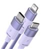 Câble de données et de charge rapide Baseus StarSpeed 1-pour-3 USB-A vers M+L+C 3.5A, 1,2 mètre (4pi), violet