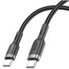 Câble de chargement de données intelligent Hoco 'U117 Grand' 60W avec arrêt automatique Type-C vers Type-C, 1.2m (4pi), noir