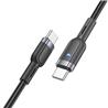 Câble de chargement de données intelligent Hoco 'U117 Grand' 60W avec arrêt automatique Type-C vers Type-C, 1.2m (4pi), noir