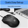 Souris filaire HP 100 - Capteur optique précis 1600 DPI - Connexion USB facile - Design ambidextre - Commande à 3 boutons et...
